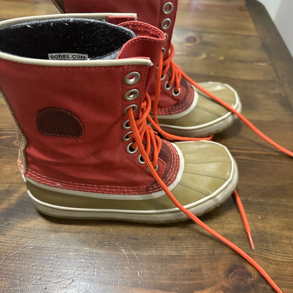 Sorel Kids' Red and Beige Snow Boots